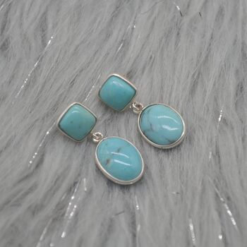 Turquoise Earrings: Silver, December Birthstone, 3 of 7