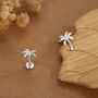 Palm Tree 16 G Flat Back Earrings In Sterling Silver, thumbnail 4 of 11