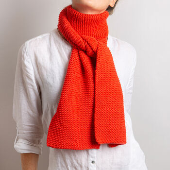 Garter Scarf Beginner Knitting Kit Poppy Red, 2 of 8