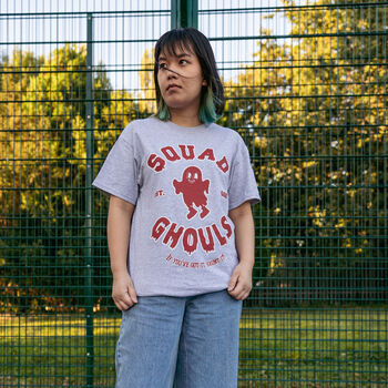 Squad Ghouls Women's Varsity Style Graphic T Shirt, 3 of 4