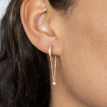 Sterling Silver Or Gold Long Chain Diamante Earrings, 8 of 11