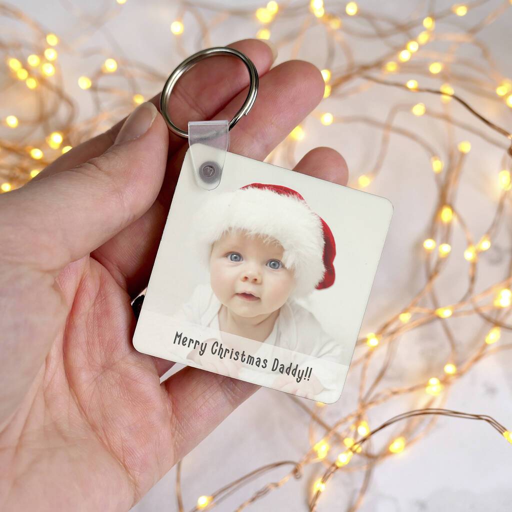 Image of Photograph And Message Personalised Christmas Keyring