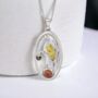 Baltic Amber Heron Necklace In Sterling Silver, thumbnail 2 of 12