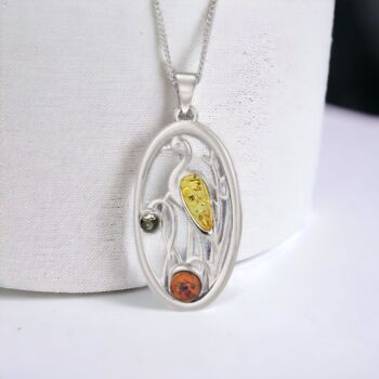 Baltic Amber Heron Necklace In Sterling Silver, 2 of 12