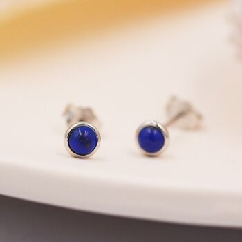 Natural Lapis Lazuli Stud Earrings In Sterling Silver, 3 of 11