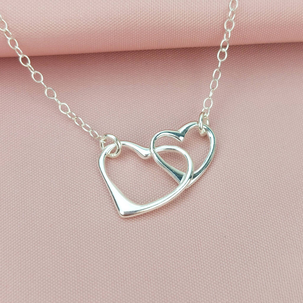 Linked Hearts Initials Necklace