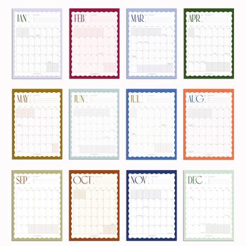 2025 Wavy Month View Wall Calendar, Large A3 Or A4 Size, 8 of 10