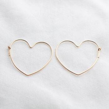 Statement Heart Hoop Earrings In 14k Gold Fill, 3 of 4