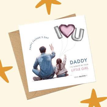 Daddy's Little Girl Pink Heart Balloon Father's Day Card, 4 of 5