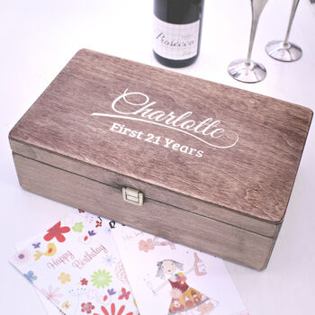 Personalised 'Name' Happy Birthday Wooden Memory Box, 2 of 4