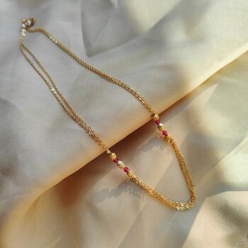 Two Strand Layered Red Stone Boho Ethnic Necklace, 3 of 6