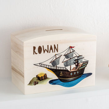 Personalised Pirate Themed Money Pot Piggy Bank, 2 of 4