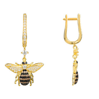 Honey Bee Drop Plated Silver Earring, 6 of 9