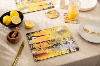 Yellow Pattern Rectangle Placemat 'Nomad Texture', 2 of 2