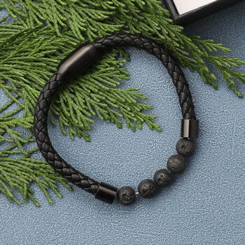 Personalised Christmas Lava Stone Bracelet For Men, 8 of 10