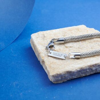 Foxtail Mens Bracelet Silver 5mm Personalised Gifts, 4 of 12