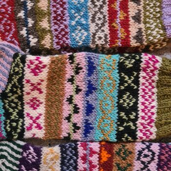 Fair Isle Folk Sofa Socks 100% Wool, 6 of 6