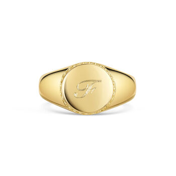 Bottle Cap Signet Ring 18 K Gold Plated Solid Silver, 5 of 6