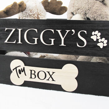 Large Black Dog Toy Storage Box With Raised Design, 5 of 8