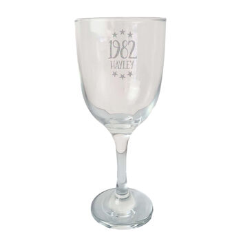 Personalised 40th Birthday Engraved Wine Glass Gift, 6 of 8