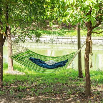 Double Cotton Hammock Camping Swing Outdoor Hanging Bed, 3 of 10