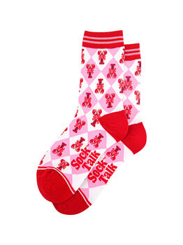 Lobster Checkerboard Bamboo Socks In Pink, 2 of 4