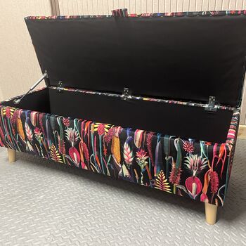 Botanical Velvet Storage Ottoman Footstool, 2 of 6