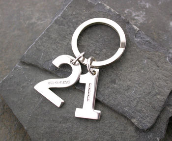 Sterling Silver Number Key Ring, 4 of 8
