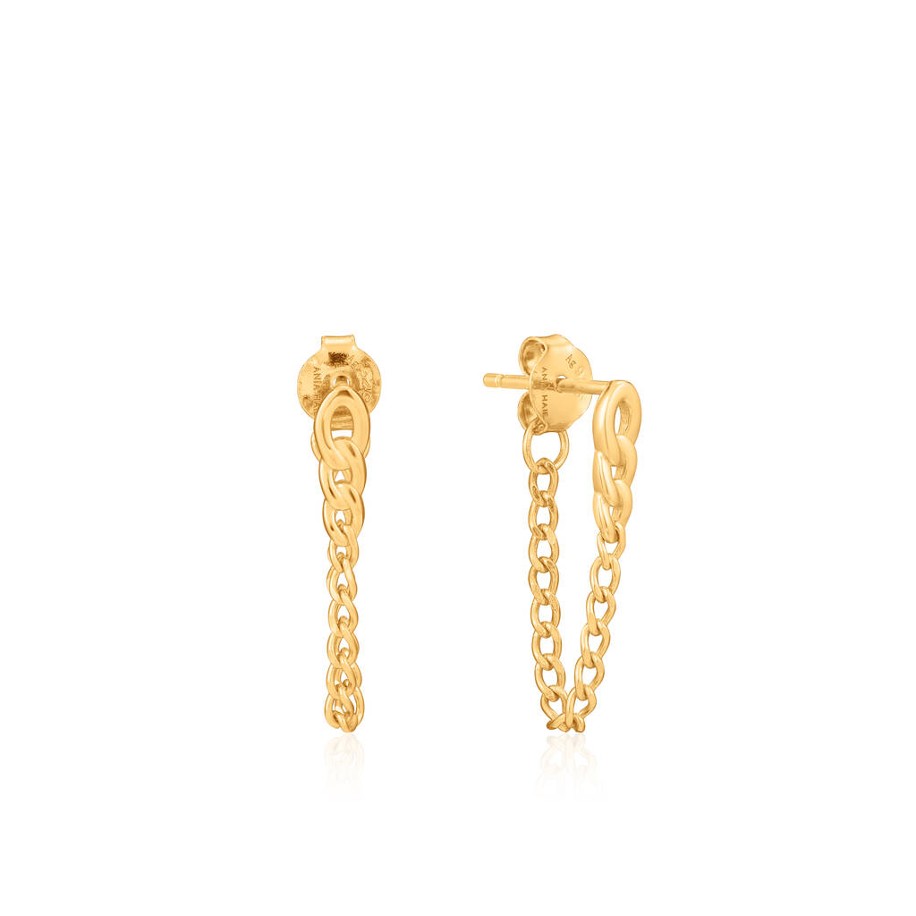 Gold Plated 925 Curb Chain Stud Earrings By ANIA HAIE ...