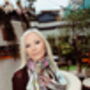 Limited Edition Mozambique Tropical Animals And Art Nouveau Leaves 100% Silk Satin Scarf, thumbnail 3 of 7