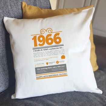 Personalised 60th Birthday Gift 1966 Cushion, 5 of 9
