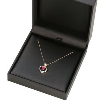Yellow Solid Gold Diamond And Ruby Heart Pendant, 3 of 3