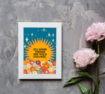 All Good Things Are Wild And Free Retro Print, 3 of 3