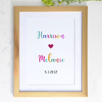 Personalised Names And Date Framed Print, 3 of 6