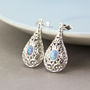 Sterling Silver Ornamental Opal Earrings, thumbnail 1 of 9