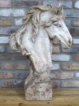 Large 67cm Grey Stone Horse Head Bust Ornament, 3 of 4