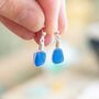 Cornish Sea Glass Stud Earrings Blue, thumbnail 1 of 5