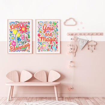 Unicorn And Floral Nursery Print Set – Set Of Three Whimsical Wall Art Prints, 4 of 10