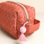 Rust Linen Heart Embroidered Makeup Bag, thumbnail 2 of 3