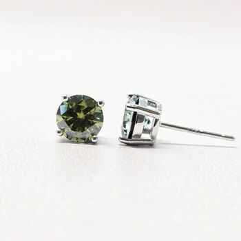 Peridot Moissanite Crystal Sterling Silver Earrings, 3 of 5