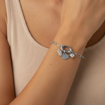 Charm Builder™ Silver Paperclip Chain Clasp Charm Bracelet, 3 of 12