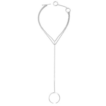 Skinny Drip Hand Chain With White Topaz, 2 of 3