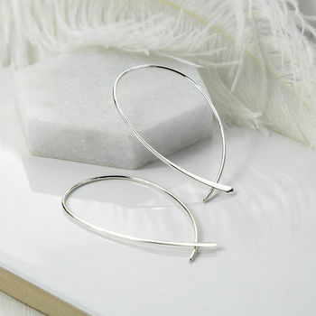 Sterling Silver Oval Loop Hoop Earrings, 2 of 7