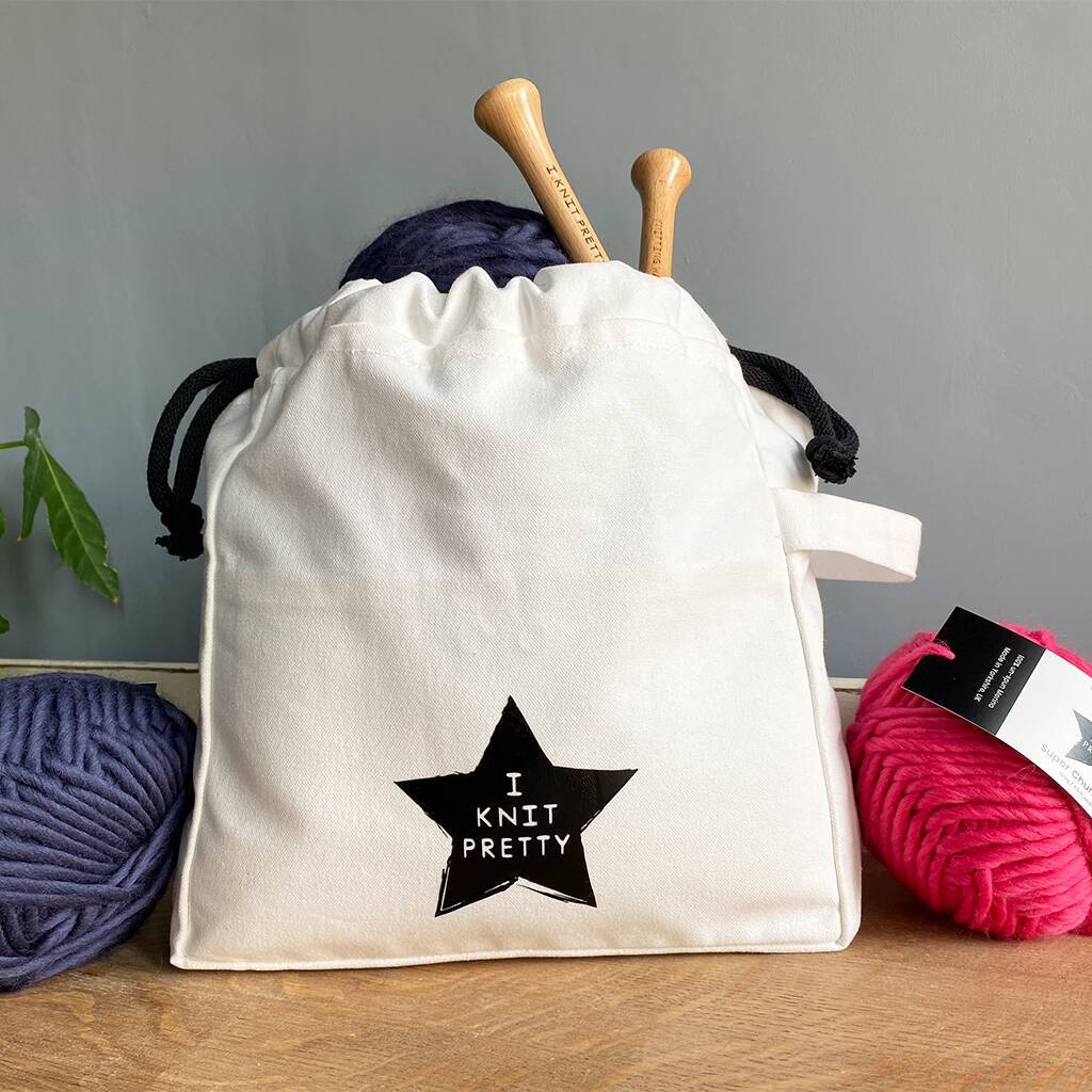 Canvas Knitting Project Bag By I Knit Pretty