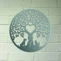 Dog And Cat Heart In Oak Tree Steel Garden Sculpture, thumbnail 2 of 2