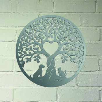 Dog And Cat Heart In Oak Tree Steel Garden Sculpture, 2 of 2