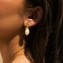 Gold Baroque Pearl Earrings Lyra, thumbnail 1 of 3
