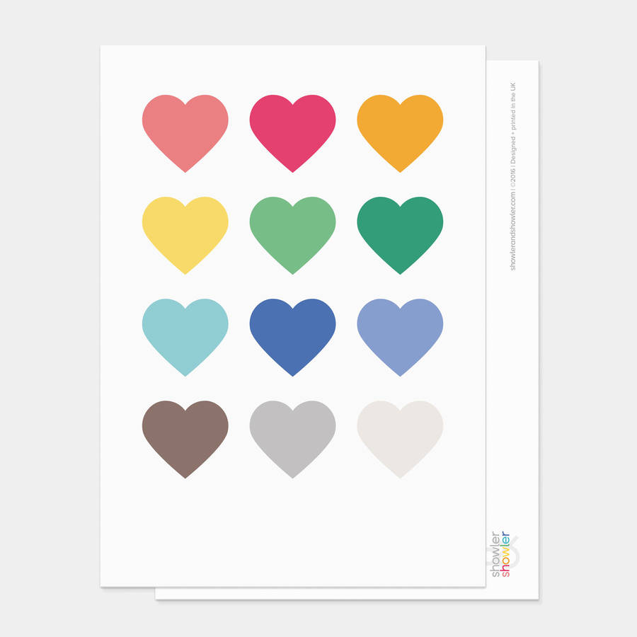 Multicoloured Hearts Postcard