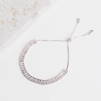 Rectangle Crystal Tennis Bracelet In Silver Colour, 3 of 3