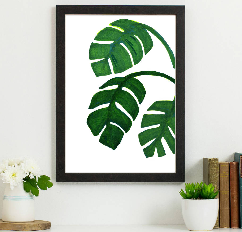 Leafy Green Tropical Botanical Prints Triptych By jo clark design ...
